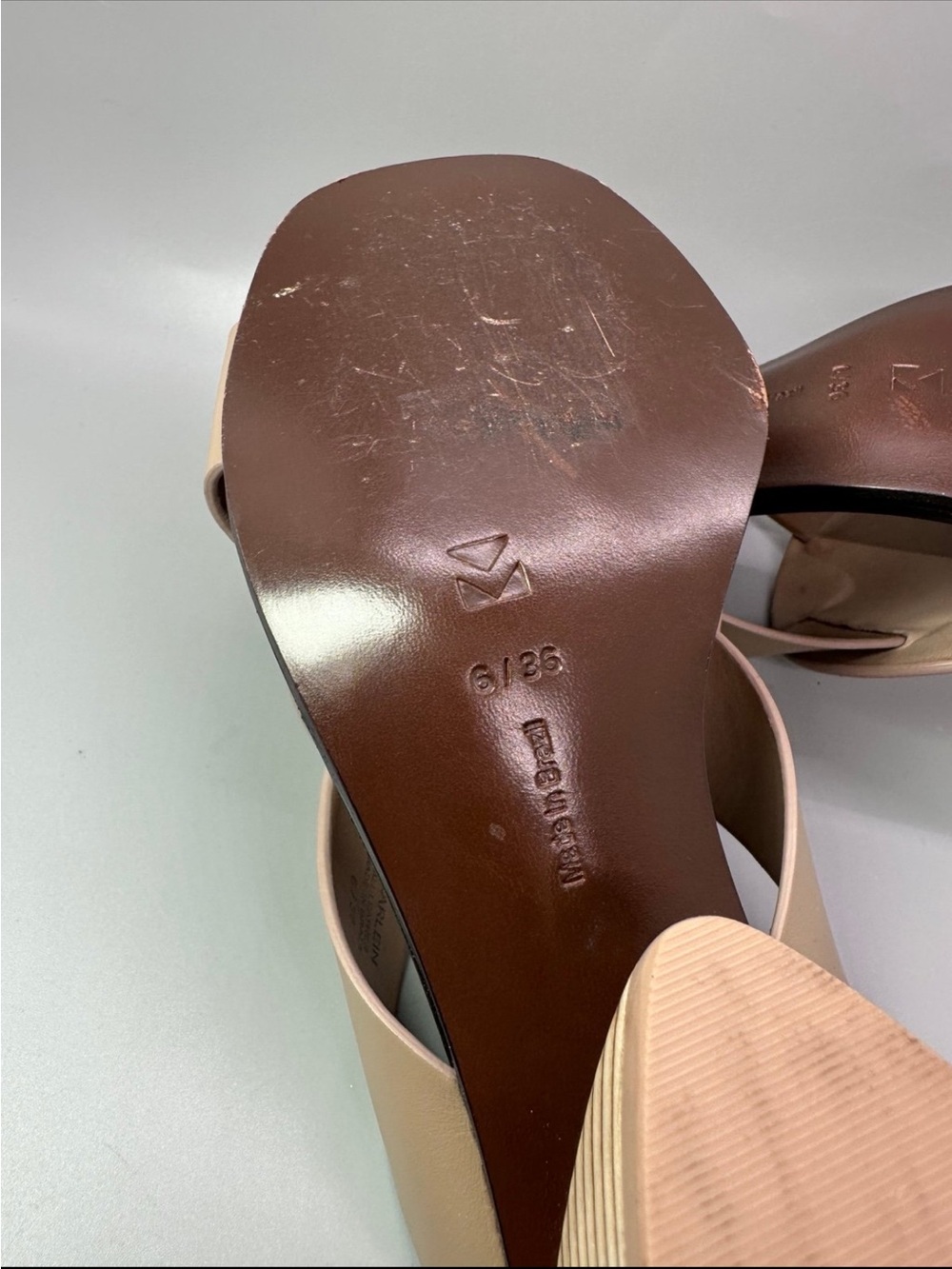 Mercedes Castillo tan leather sculptural wedge heeled Sandals women's size 6 - Picture 6 of 10